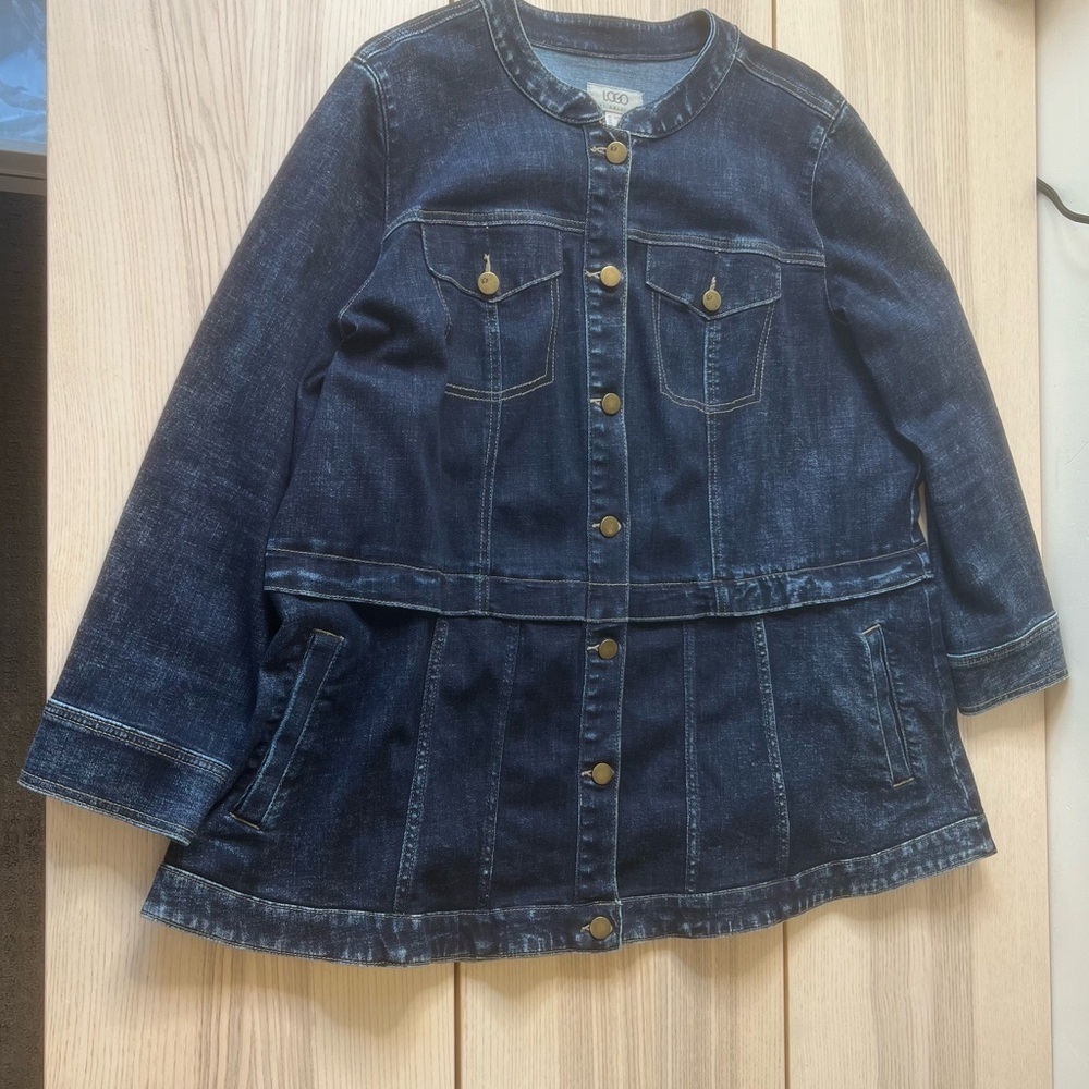 LOGO by Lori Goldstein Dark Blue Jean Jacket plus size 22 W